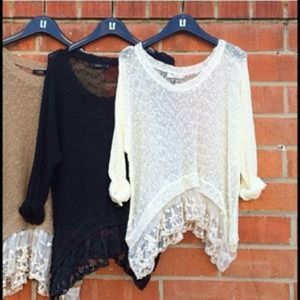 TWO LF Lace Bottom Sweaters!