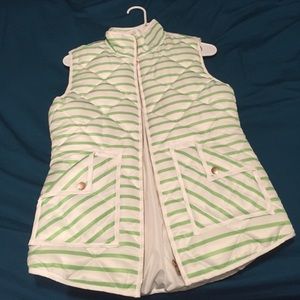 Green and white striped vest