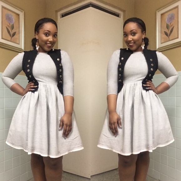 Vintage Custommade HIGH QUALITY Grey skater dress!