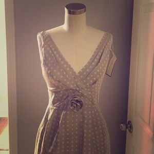 NWT J. Crew polka dot rosette gray dress