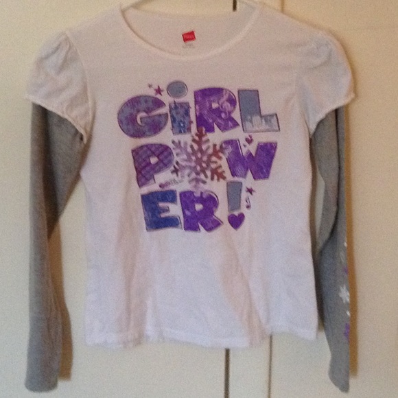 Kids White, Gray, and Purple 'Girl Power' Tee