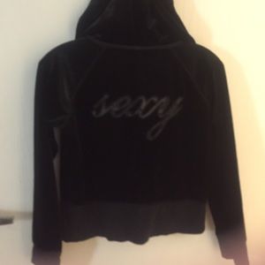 Victoria's Secret Black Velour Pullover Hoodie