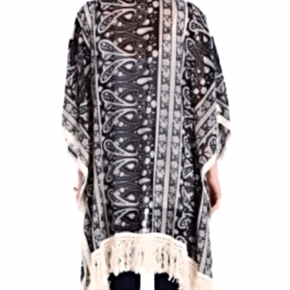 Ark & Co Retro Boho Sheer Fringe Kimono- New w/Tag - Picture 4 of 4