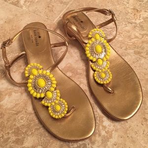Gorgeous Kate Spade yellow jeweled sandals!