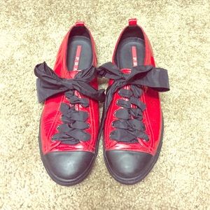 Red and black PRADA sneakers