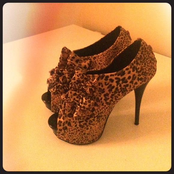 Quips Leopard Peep Toe Booties