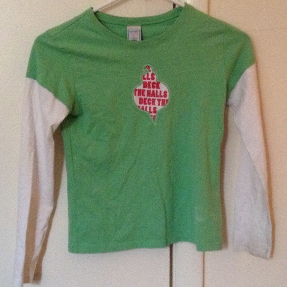 Green and White 'Deck the Halls' Long Sleeve Tee