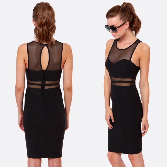 Lulus Dresses & Skirts - Lulu's sweetheart mesh panel black midi dress