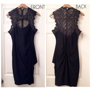 Lace Cocktail Dress - Navy Blue