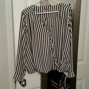 Black and White Striped Long Sleeve Top