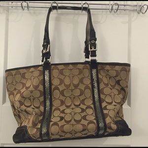 Signature Jacquard Coach Tote w/ beading accent