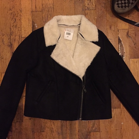 Brandy Melville fur motorcycle jacket