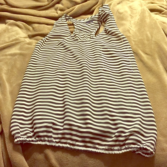 Navy & white striped sheer tank