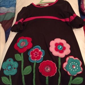 4t dress brown with jewel flowers