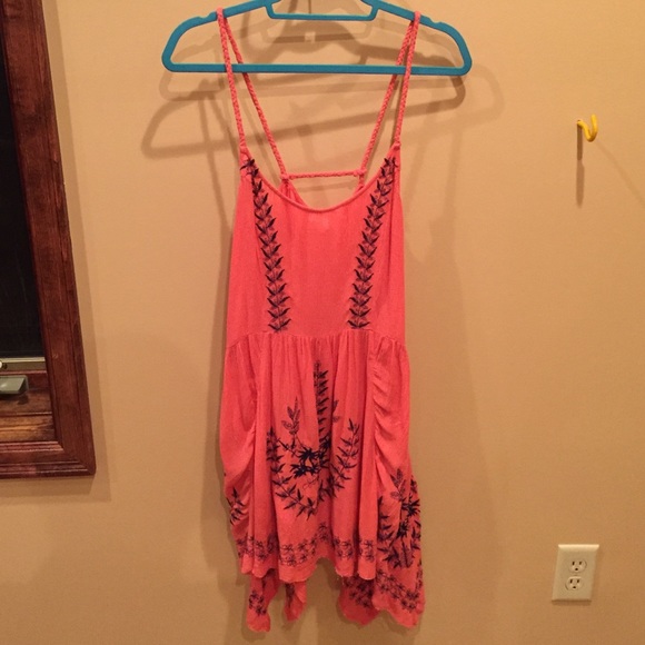 Coral embroidered free people dress - Picture 1 of 3