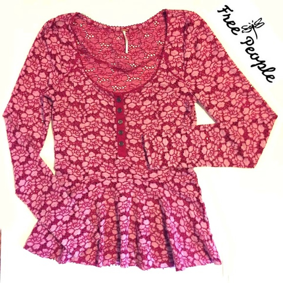 Free People Tops - NWOT Free People lace eyelet peplum top💓