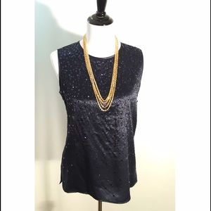 Tao silk and sequined navy blouse