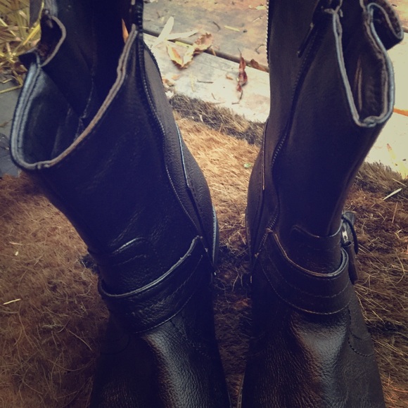 Black leather-like boots 👢- Never worn