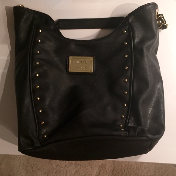 Black tote bag/purse with gold accents
