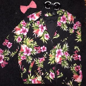 Forever 21 Floral Hawaiian Bomber Jacket