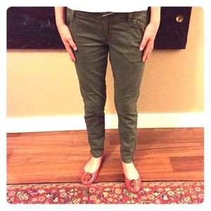 Old Navy "Rockstar" Olive Pants with Zipper Detail