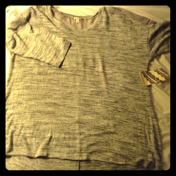 Sheer back, mid sleeve, sweater