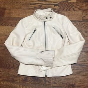 Faux leather cream colored jacket