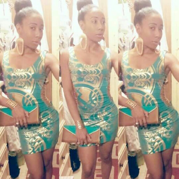 Green n gold dress