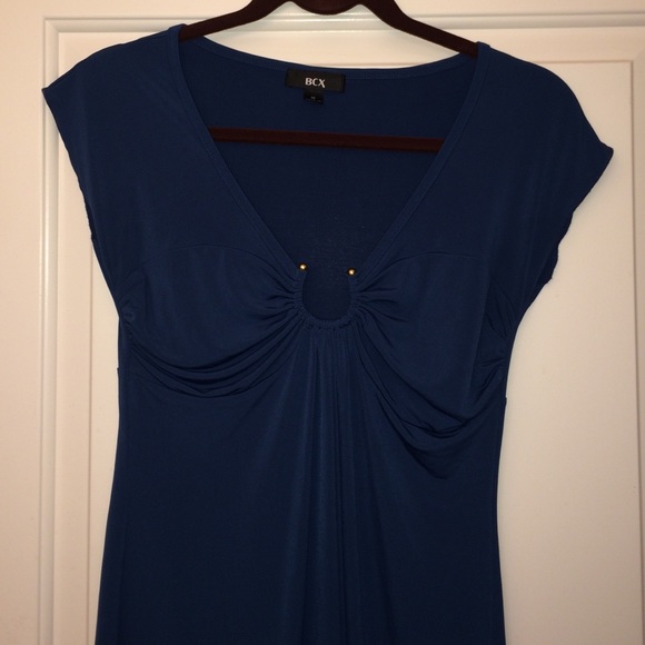 BCX deep blue stretch top with gold bust detail 💙 - Picture 1 of 4
