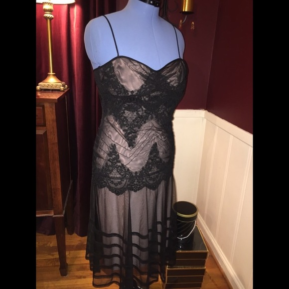 Sheer black BCBG dress w/tulle