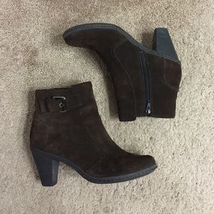 Brown suede ankle boots