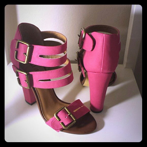 Hot Pink block heel Strappy Sandal