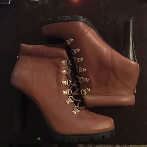 Ralph Lauren Brown Lace-Up Booties