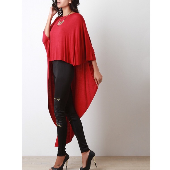 "Another Moon" Poncho Maxi High Low Top - Picture 2 of 3