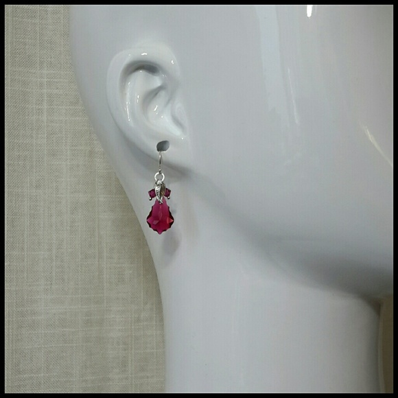 ✨ Ruby Red Swarovski Crystal Earrings | Sterling Silver Drop ✨