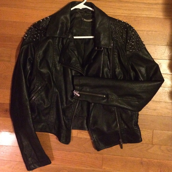 Vegan leather jacket with stud detailing