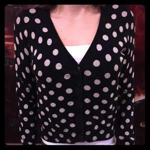 Black & Cream Polka Dot Sweater Cardigan