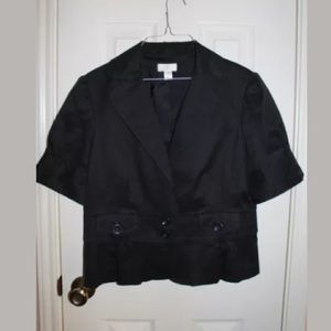 ann taylor loft cropped short sleeve black jacket