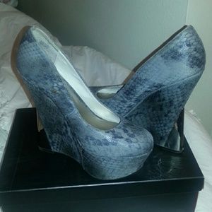 Snake Print Wedges