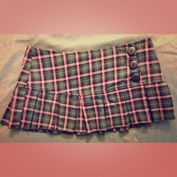 Pink & gray pleated micro mini skirt