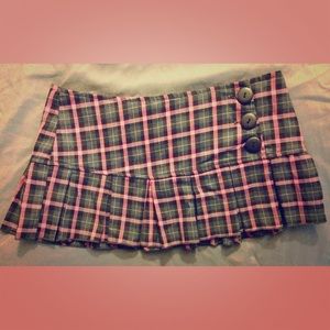 Pink & gray pleated micro mini skirt