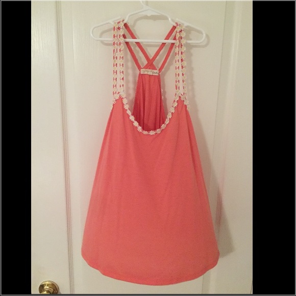 Peach-ish color double daisy strap razorback tank