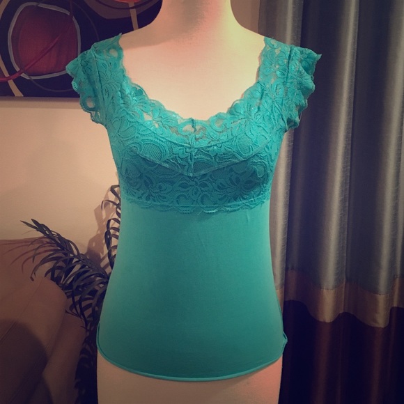 Turquoise Lace Top