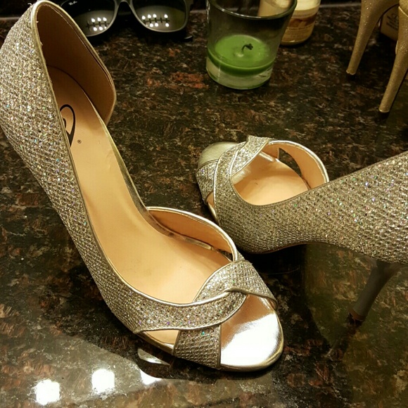 Silver glitter heels