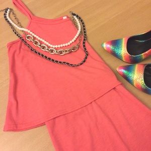 NWOT Coral Flowy Romper