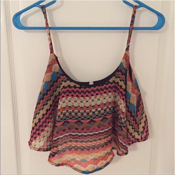 Colorful Aztec printed crop top