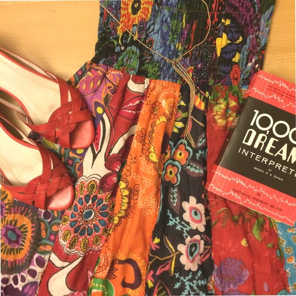Boho Quilted Multi-Color Strapless Dress