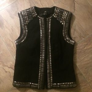 H&M Black Vest with Metal Details and Zipper
