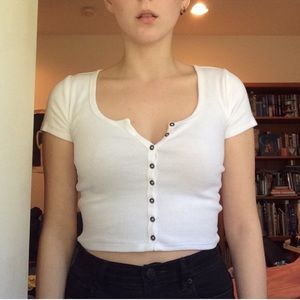 Forever 21 Button Front Crop Top