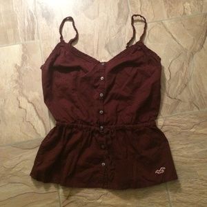 Hollister Maroon Red Top with Buttons